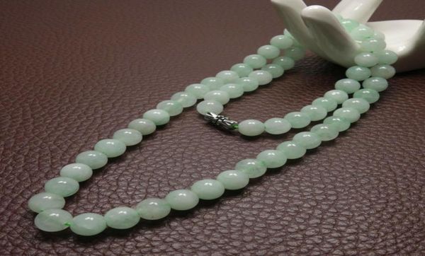 

10mm green a emerald beads necklace jade jewelry jadeite amulet fashion 100 natural charm gifts for women men q05312709048, Silver