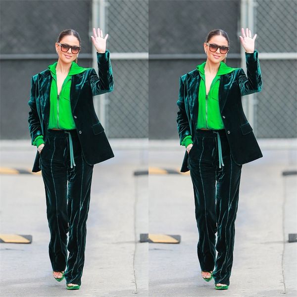 

green velvet women suits for wedding tuxedos 2 pieces blazer and pants designer formal party prom dress custom made, Black;red