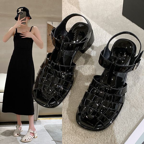 

new summer sandals women's casual trend platform low heel elegant beach fashion gladiator weave comfort 35-40 for girls party shoes, Black