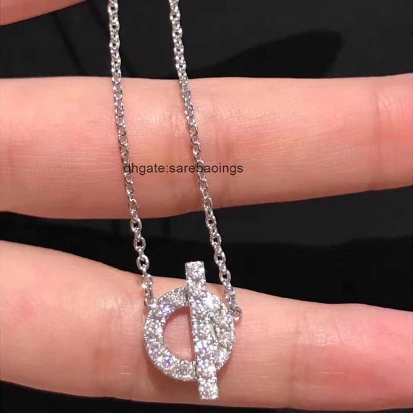 

aher mas designer luxury nacklace high version pig nose necklace h full diamond collar chain, Silver