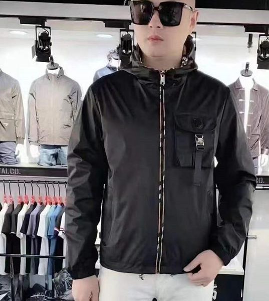 

new two-sided men women outerwear coats men's jackets spring autumn outwear windbreaker clothes jacket coat outside sport mens clothing, Black;brown