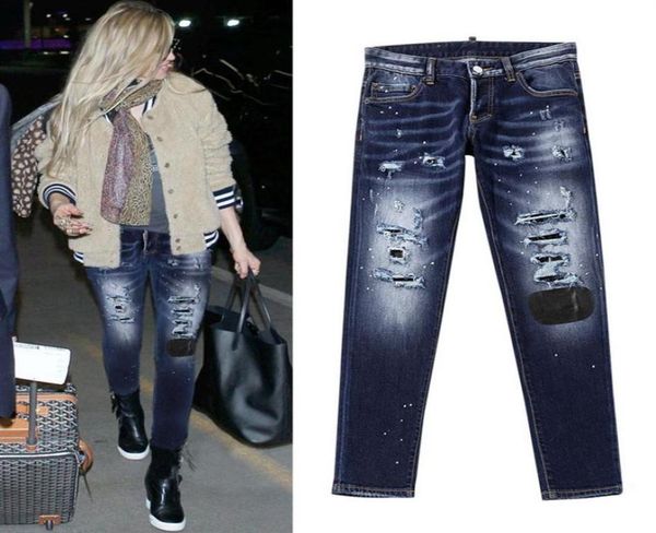 

nice quality woman jeans european and american style damage patchwork cowboy jeans female fade wash denim pants ladies244r6928827, Blue