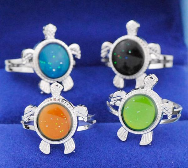

whole 50pcs cute sea turtles mood rings color changing emotion temperature changeable adjustable finger ring band gifts mr665085263