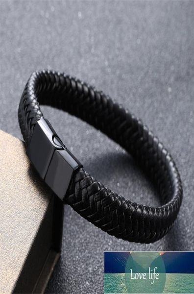 

punk men jewelry black red braided leather bracelet stainless steel magnetic clasp fashion bangles wrap bracelet8264968, Golden;silver