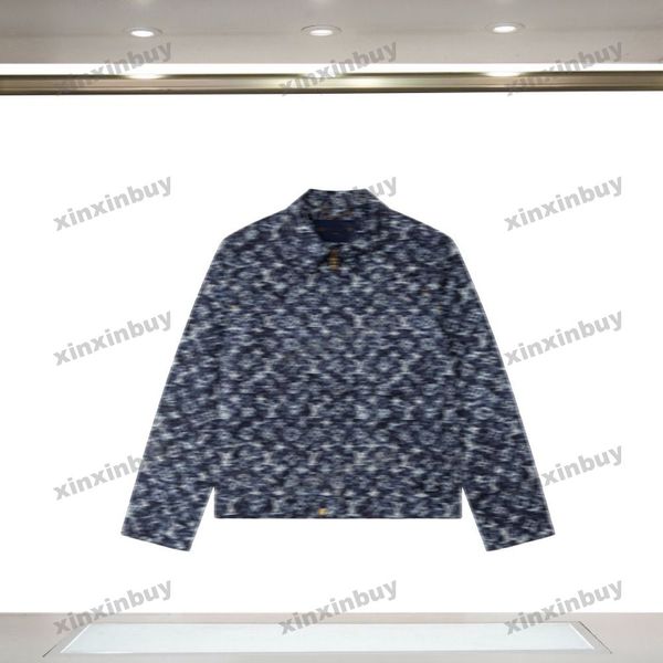 

xinxinbuy men designer coat jacket paris tie dye destroyed denim jacket long sleeve women black blue s-2xl, Black;brown