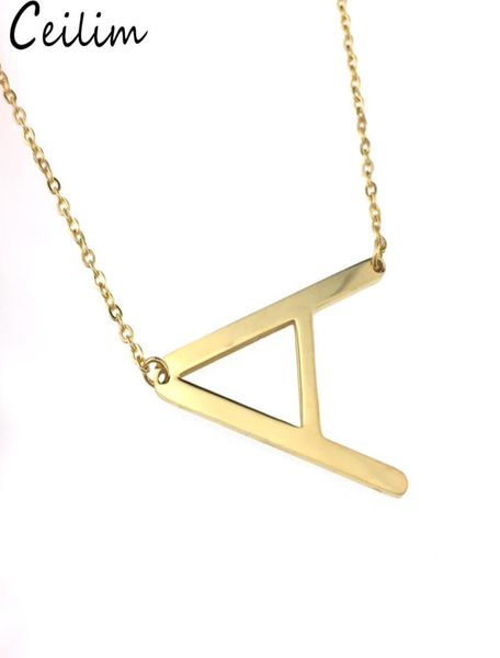 

new arrival 26 letters initial necklace pendant silver gold color alphabet women kolye collier friends family name necklaces jewel1338263