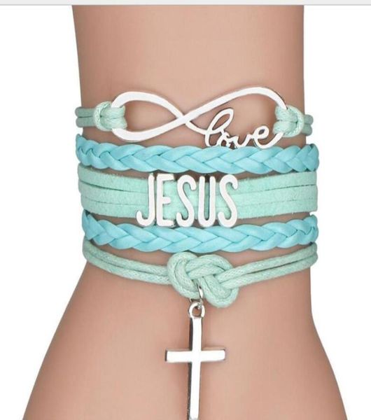 

fashion leather christian infinity love wedding handmade cuff bracelet i love jesus bracel jllley carshop20067513171, Golden;silver