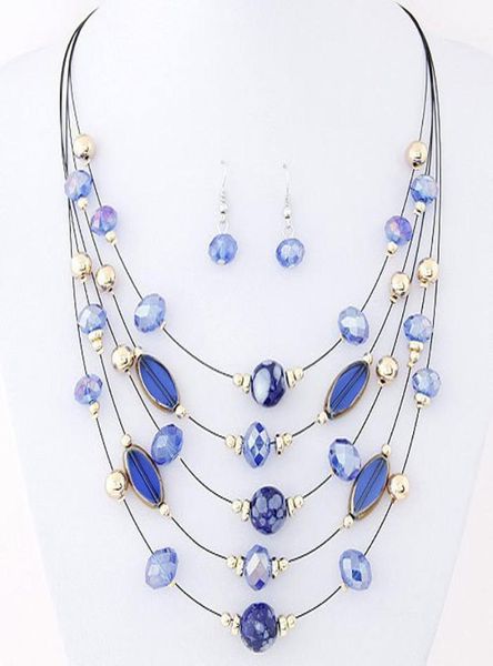 

brand design wild multilayer bohemia beads choker gem crystal necklace statement necklace pendants jewelry for women pt348730754, Silver