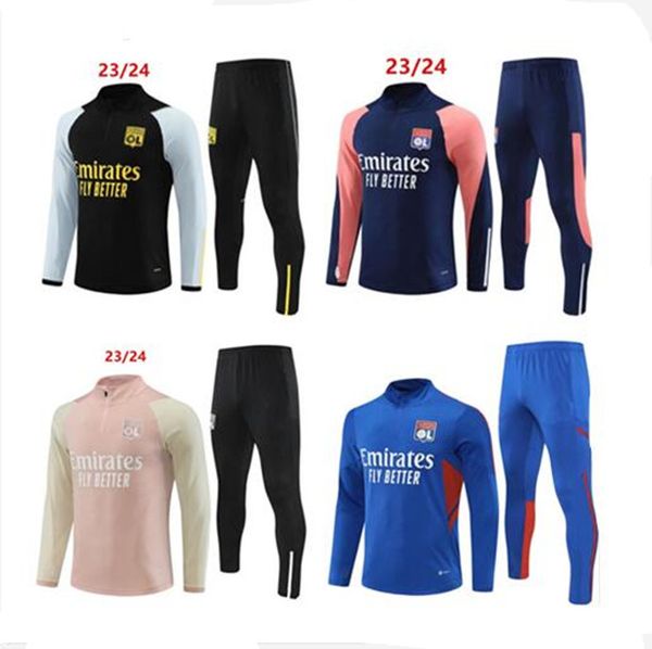 

23 24 lyon tracksuit soccer set survetement 22 23 lyonnais .paqueta ol aouar football training suit jogging sets, Black;yellow
