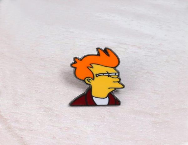 

cartoon personality brooches futurama philip j fry anime badge metal lapel enamel pins denim jackets accessories gifts jewelry7575481, Gray
