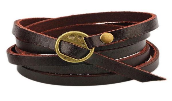 

statement multilayer genuine leather wrap bracelet mens women wish friendship vintage bracelets bangles men jewelry pulseras h7937676, Black