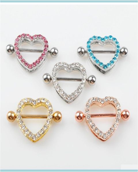 

navel bell button rings jewelryd 5 colors nice heart style nipple ring 20 pcs pink color stone piercing body jewelry drop delive7604645, Silver