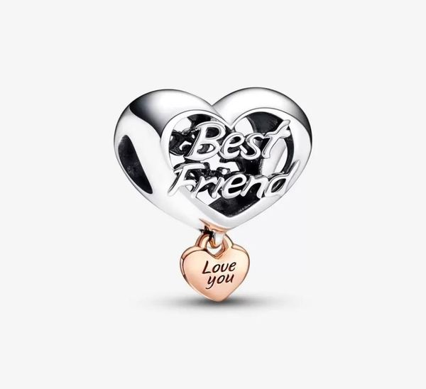 

love you friend heart charms fit original european charm bracelet 925 sterling silver fashion women jewelry accessories8460104, Bronze;silver