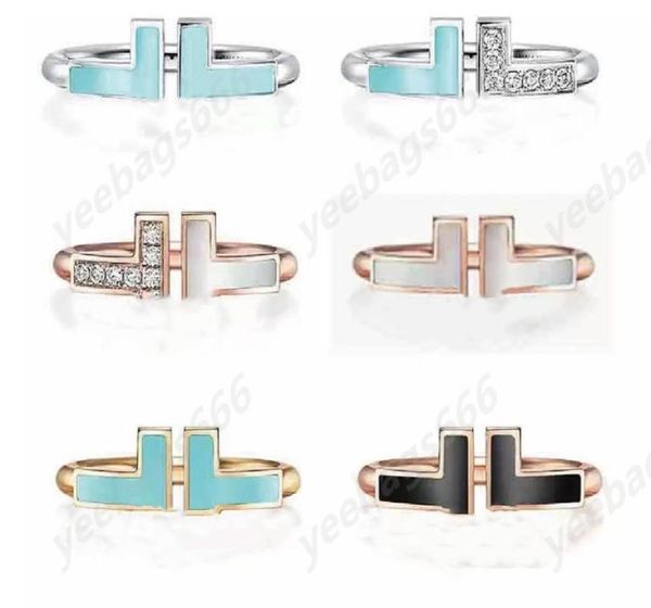 

the new double tshaped opening 925 sterling silver rings 11with original logo fashion woman jewelry two t ring6217543