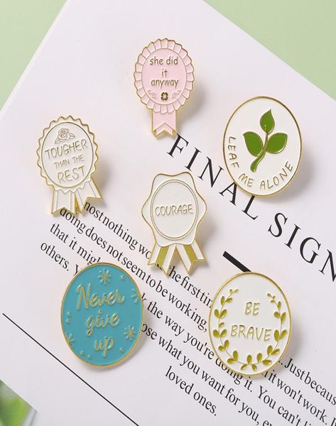 

cute letter courage be brave brooches pin for women men fashion dress coat shirt demin metal funny brooch pins badges promotion gi8883326, Gray