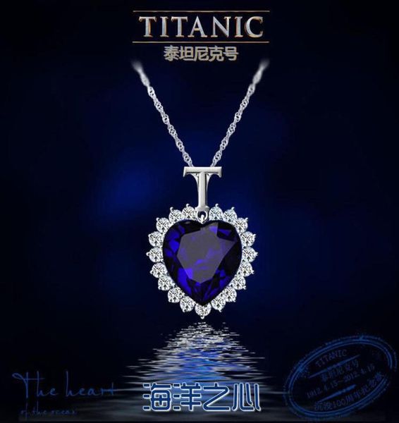 

ocean heart pendant necklace silver plated chain choker necklaces blue crystal rhinestone imitation crystal necklace8828514