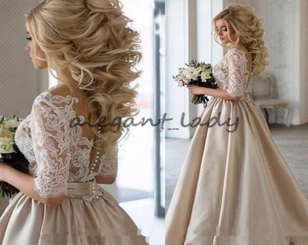 

ange etoiles vintage lace stain champagne half sleeve prom dresses sheer neck covered bottom dubai arabic occasion evening g7801796, Black;red