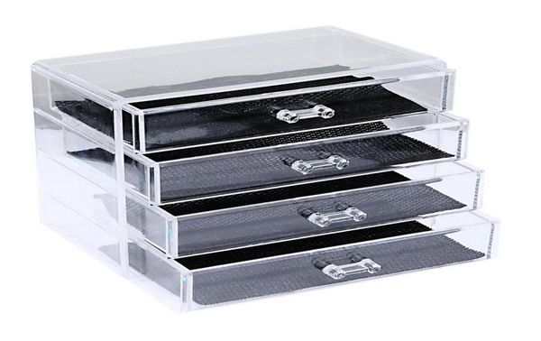 

whole1pc 4 layer drawer clear acrylic cosmetic makeup storage box display stand7053396, Black;white