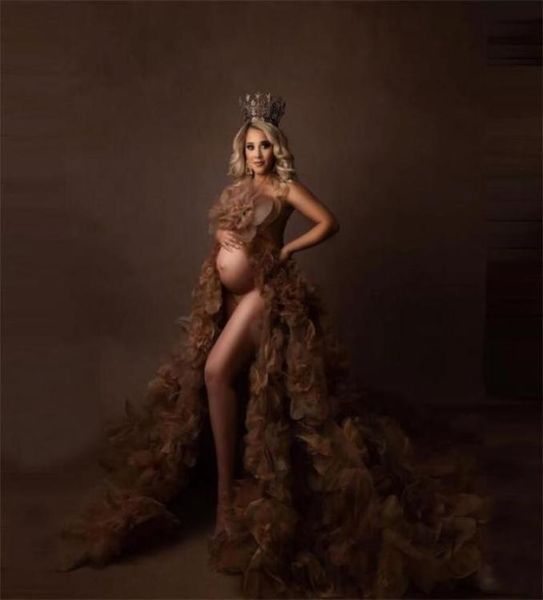 

2022 prom dresses with ruffles floral maternity robes for po shoot elegant evening gowns4744063, Black