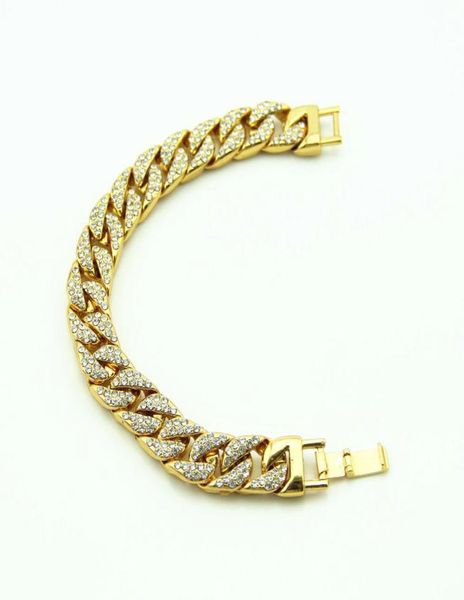

men039s luxury simulated diamond fashion bracelets bangles gold plated iced out bracelet hip hop low 6055006, Golden;silver
