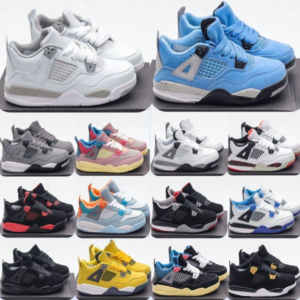 

kids 4 4s basketball shoes black cat toddlers td red chicago boys girls pour enfants athletic outdoor sneakers size 26-35