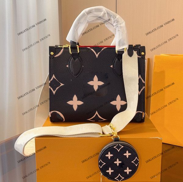 

23ss women luxurys designer totes bags handbag onthego ladies handbags canvas embroidery flowers messenger bag pouch purse 25cm