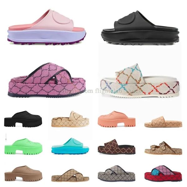 

2023 womens slide sandal with interlocking g designer sandals platform slide women mens slippers flops summer beanch outdoor indoor ukk, Black