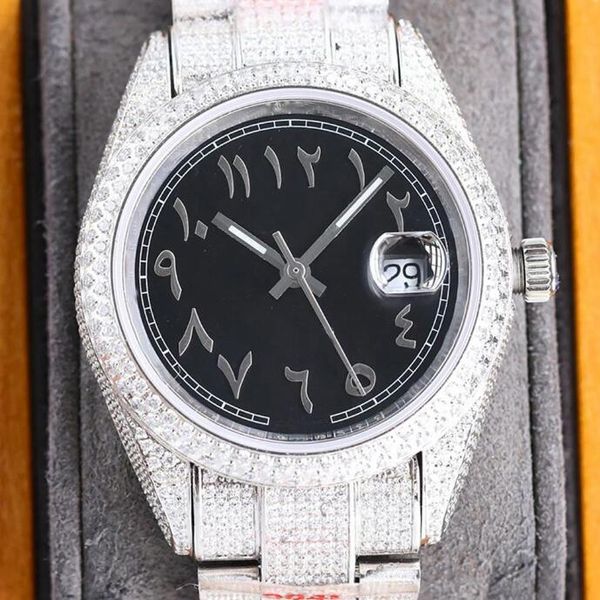 

diamond watch mens automatic mechanical watch 40mm busins wristwatch made of 904l stainls steel montre de luxe gifts for men-10, Slivery;brown