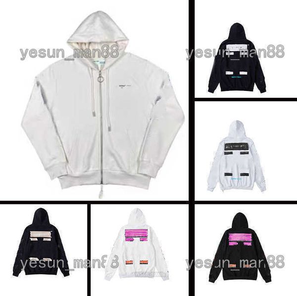 

digner luxury offs classic hoodie fisher watercolor graffiti print coupl of black white men and women casual zipper sweater hoodeds