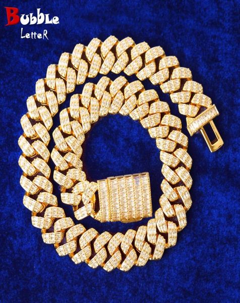 

bubble letter 20mm cuban link chain men necklace real gold plated chains baguette hip hop jewelry christmas gift4248386, Silver
