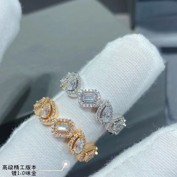 

wedding rings trend gifts selling brand classic europe famous luxury jewelry rings for women zircon water drop 230717, Slivery;golden