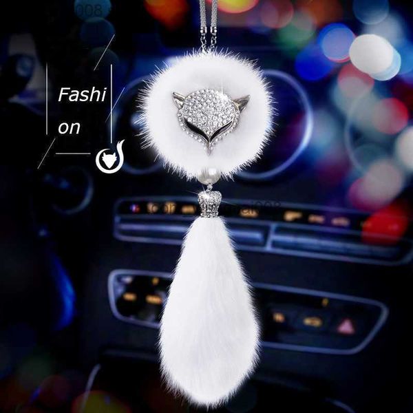 

interior decorations crystal car fox head pendant car rearview mirror with diamond hanging pendant car accessories interior pendant creative