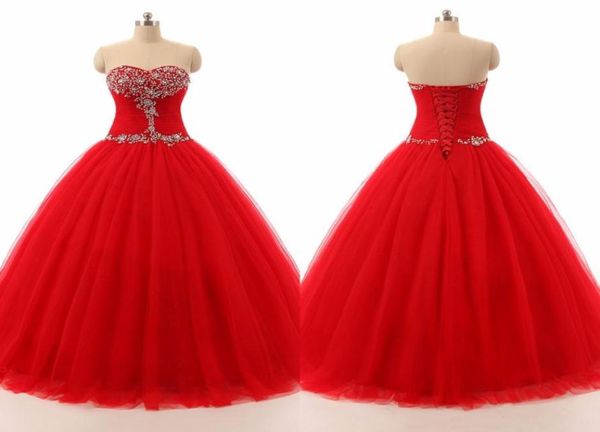 

red prom quinceanera dresses tulle pleated beaded strapless backless prom dress 8th grade sweet 16 girls special occasion dr8270968, Blue;red