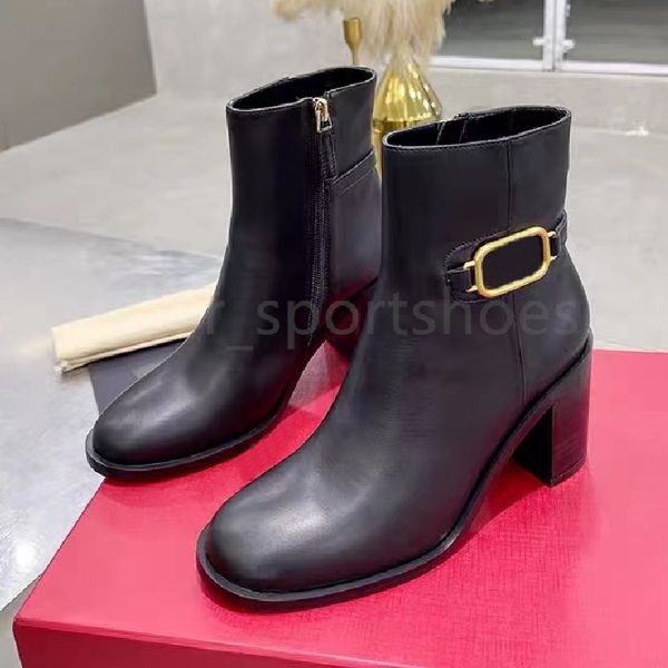 

designer rivet boots ankle boot martin booties womens shoes chelsea motorcycle riding woman martin boots size 35-41 with box, Black