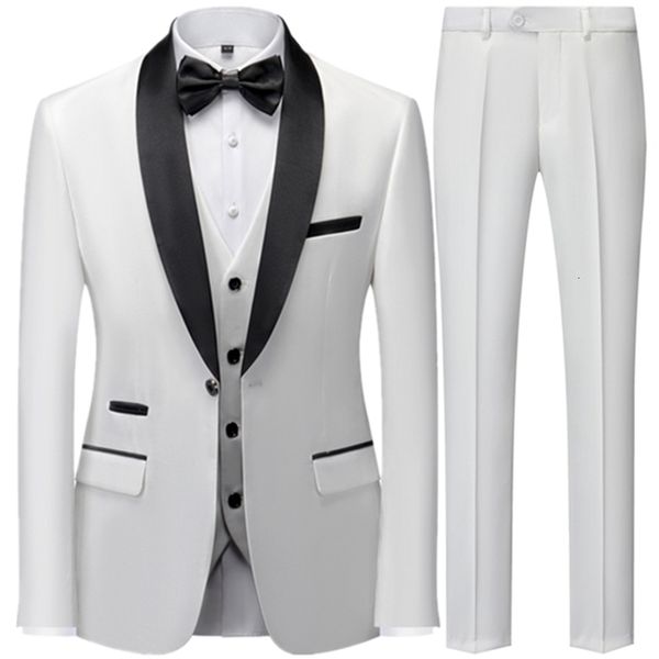 

men s suits blazers suit coat pants vest 3 pcs set 2023 fashion casual boutique business wedding groom dress jacket trousers l230715, White;black