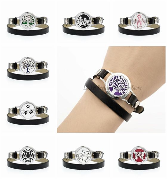 

tree of life ange wing paw 25mm screw essential oil aromatherapy perfume diffuser locket bracelet pu leather wristand women 8404969, Silver