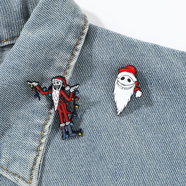 

christmas santa claus brooch cute anime movies games hard enamel pins collect cartoon brooch backpack hat bag collar lapel badges, Blue