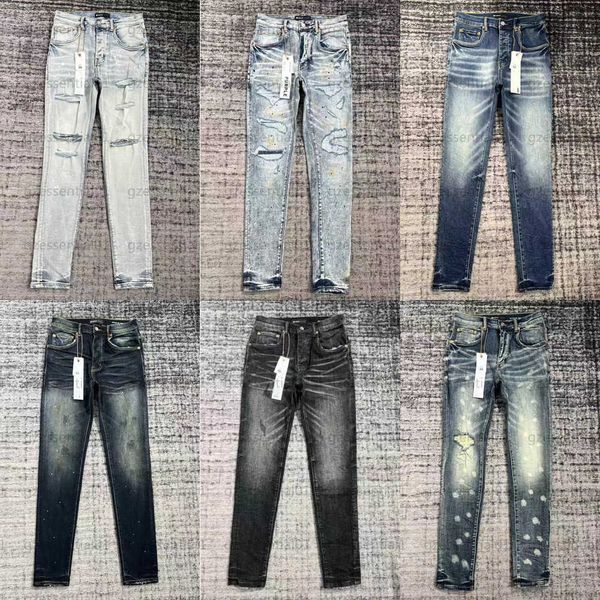 

purple jeans mens designer black jean designers pant washed denim luxurious dark trousers zipper pockets classic straight men clothes casual, Blue