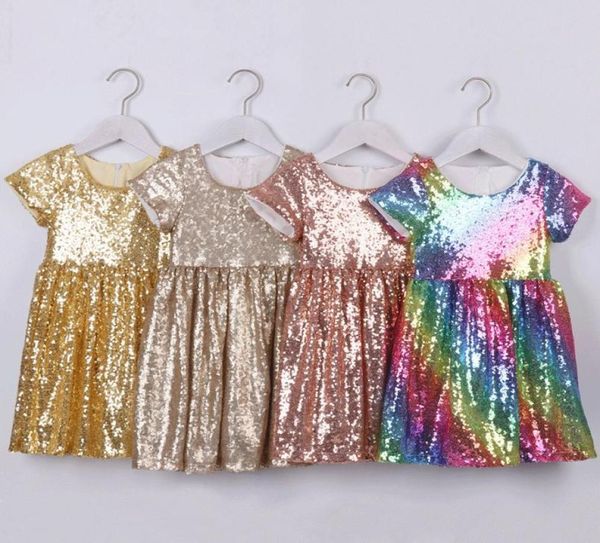 

girl sequin tutu kids princess glitter pink summer first communion dresses for girls party dress t2007162544165, Red;yellow