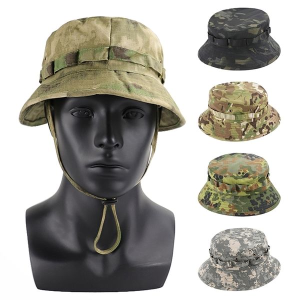 

visors military camouflage boonie hats summer bucket hat men women outdoor hunting hiking fishing climbing cap fashion flat hats 230717, Blue;gray
