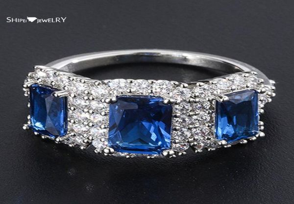 

cluster rings shipei luxury 925 sterling silver ruby tanzanite wedding engagement fine jewelry vintage white gold ring for women w3741639, Golden;silver
