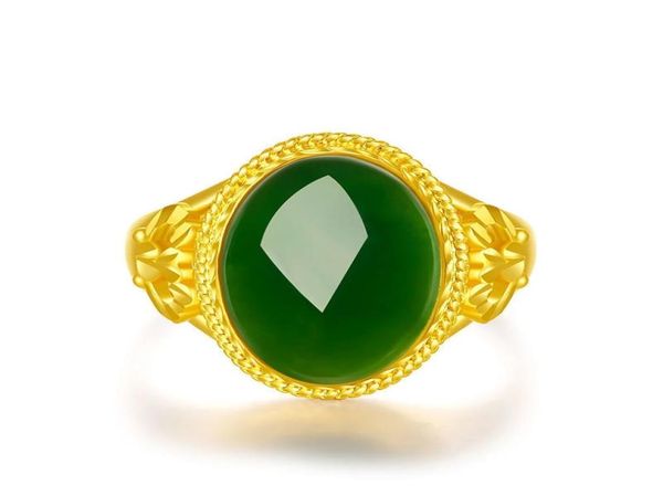 

plating 24 k gold hetian ring jade nepal style old man opening adjustable elegant and retro white gemstone female jewelry8235432, Silver