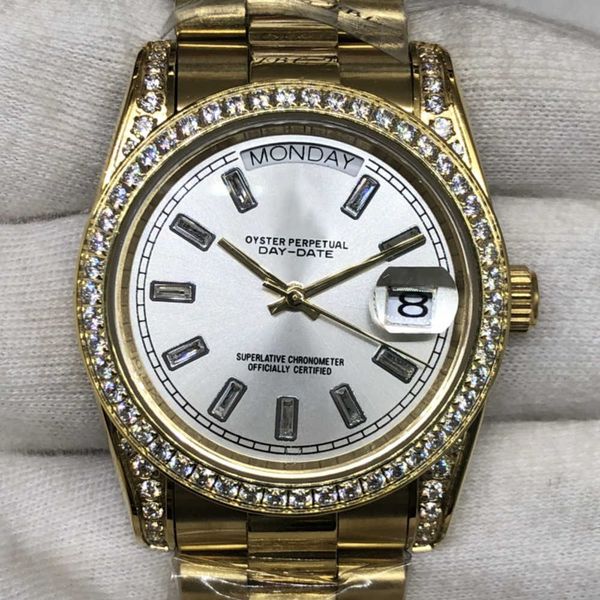 

r olax watches for sale automatic mechanical watch family journal pearl gold double calendar full watch rz2113 with gift box, Slivery;golden