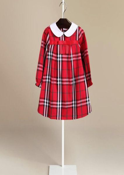 

5 color sell 2018 new arrival spring girls kids long sleeve bowknot dress kids causal cotton baby kids lapel plai5182707, Red;yellow