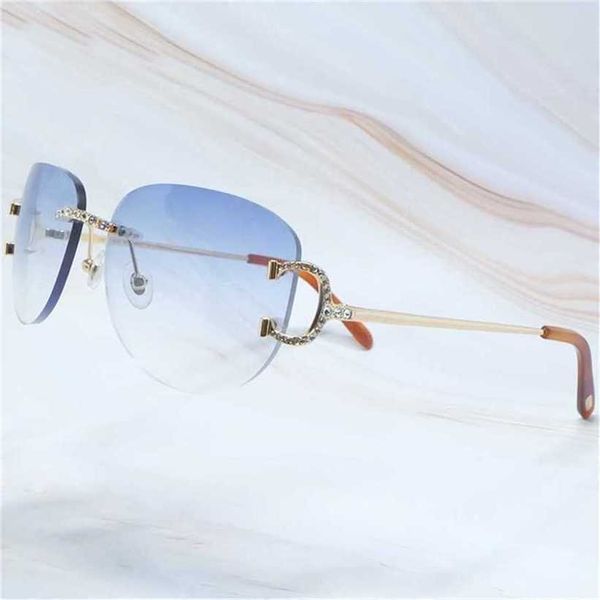 

sunglasses 2023 designer rhinestones men rimless ploit big carters eyewear hiphop shades summer wire glasses lentes de solkajia new, White;black
