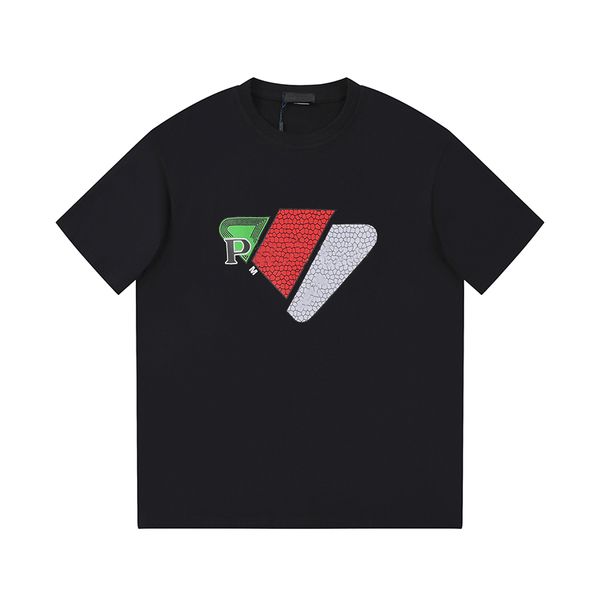 

mens t shirt designer shirt men tshirt man black tee womens clothes pra t-shirts 100% cotton short sleeve chest triangle inlay tees fashion, White;black