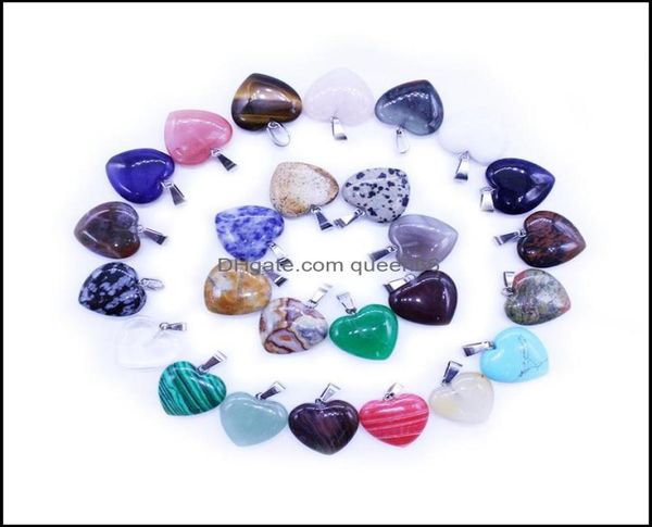 

pendant necklaces 10 styles quartz natural stone hexagonal prism point cross heart drip healing crystals chakra charm for jewelry 4428744, Silver