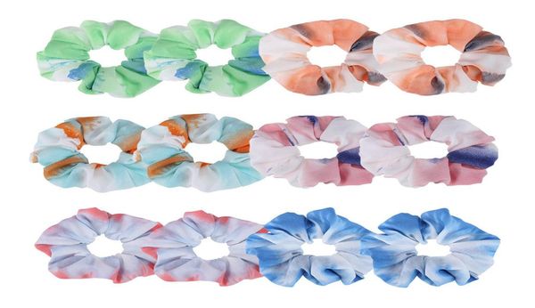 

tiedyed women girls scrunchies ins circle gradient color hairbands elestic rubber hair rope tie hair holder scrunchy hair accesso4196916, Slivery;white