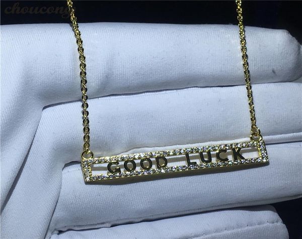 

choucong good luck necklace for women bridal 5a zircon cz real 925 sterling silver wedding pendant with necklace jewelry1316136