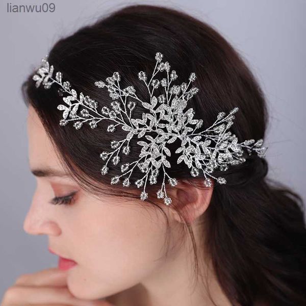 

luxury silver crystal rhinestone alloy gold wedding headband vintage bridal headdress accessories handmade party headpiece tiara l230704, White;golden